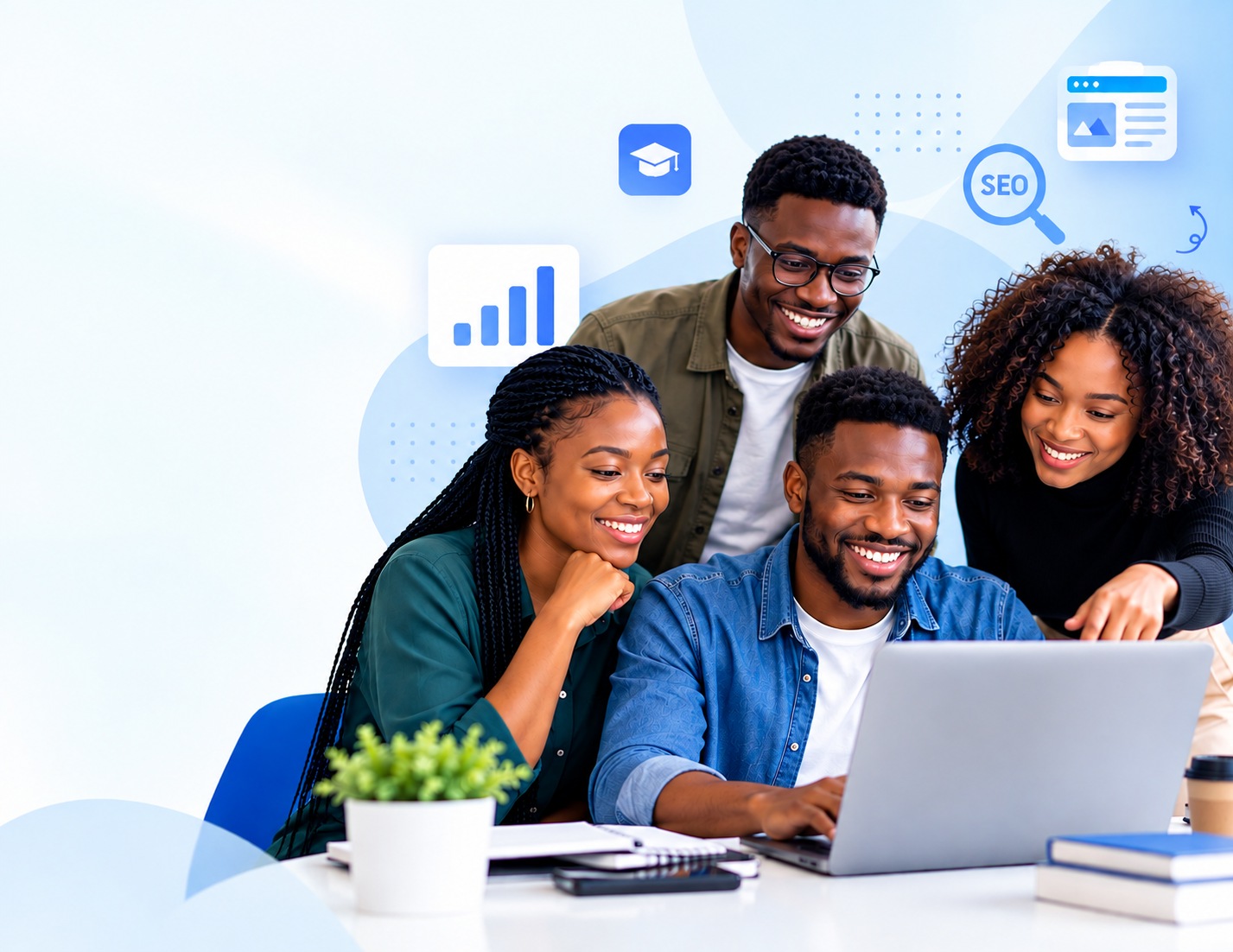 Students learning digital marketing and SEO at KWETU Academy in Kenya